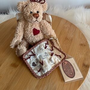 GANZ (9) Beige and Red Stuffed Bear with Heart